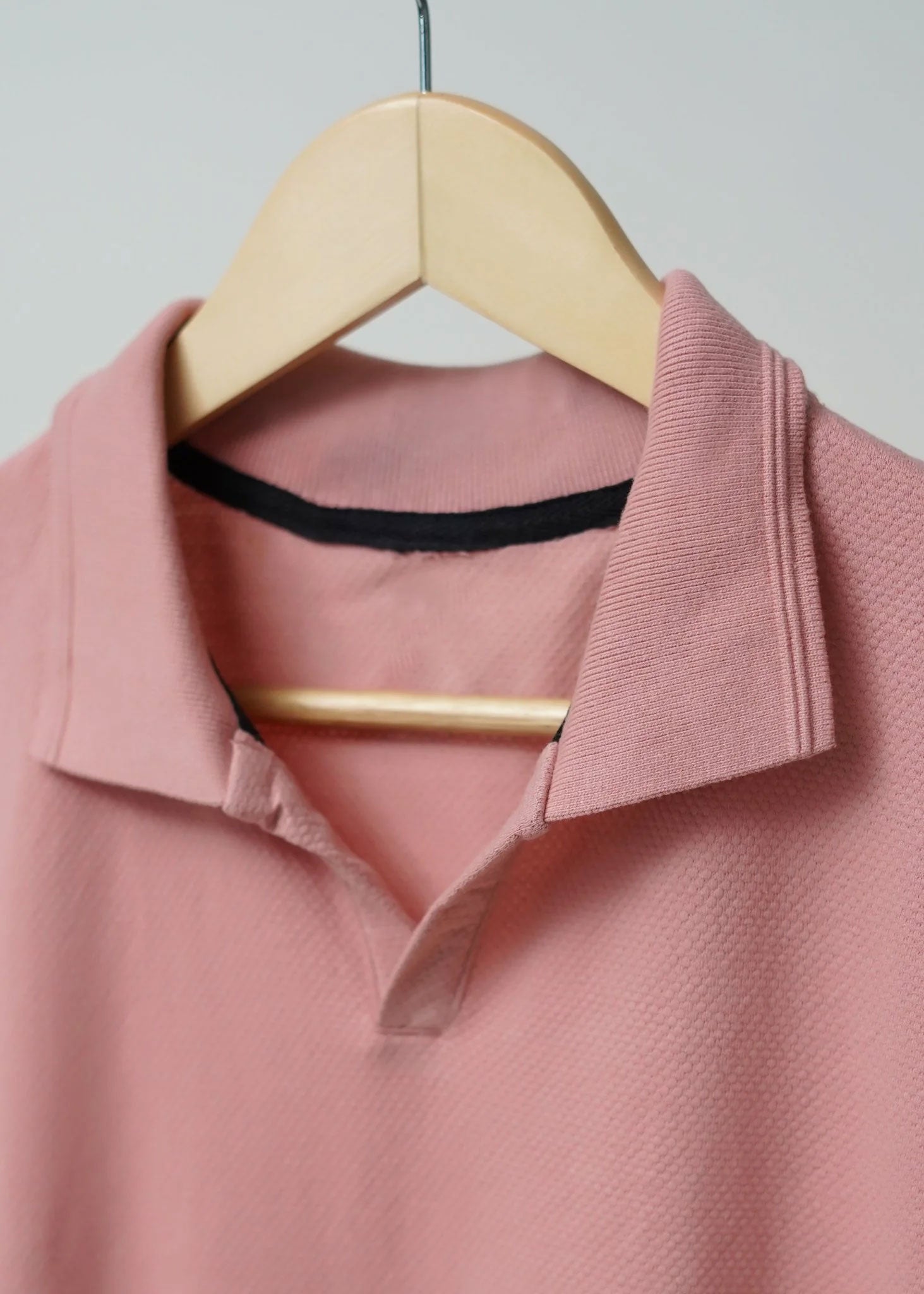 TEXTURED KNIT PEACH POLO SHIRT