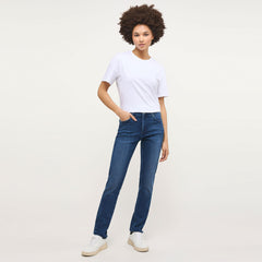Relaxed slim stretchable dark blue jeans