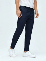 MENS Dark Blue Cotton SMART Fit Pant
