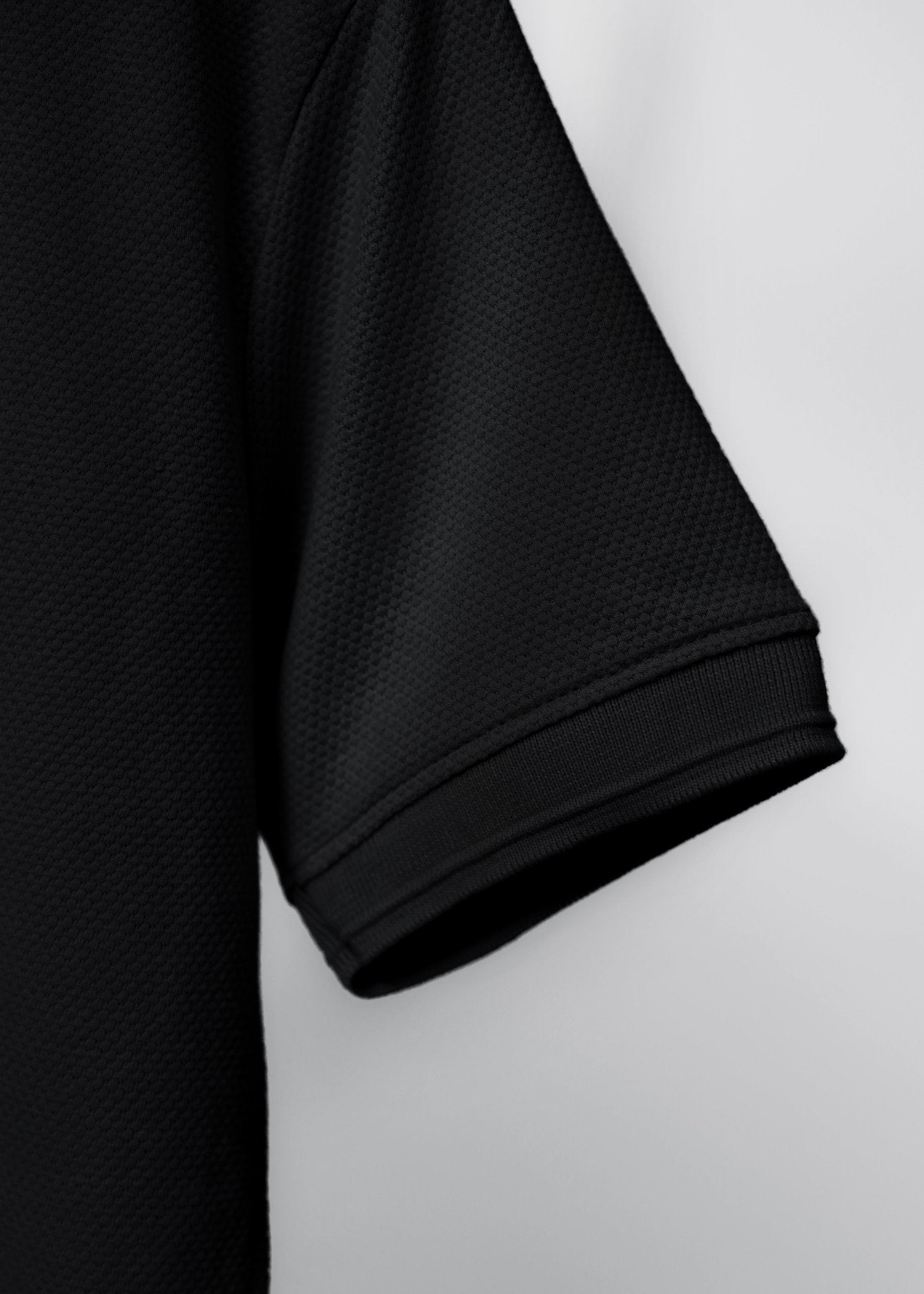 TEXTURED KNIT BLACK POLO SHIRT