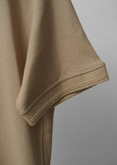 TEXTURED KNIT PEACH POLO SHIRT