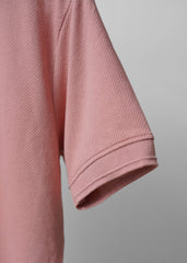 TEXTURED KNIT PEACH POLO SHIRT